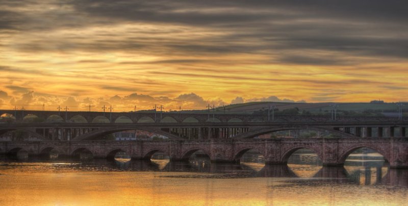 'Berwick Bridges Sunset' by Dave Dixon LRPS