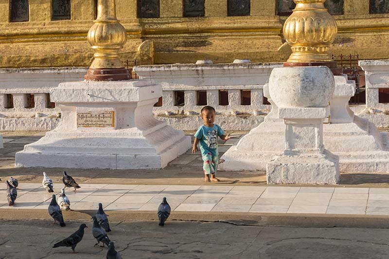 'Temple Boy And Pigeons' by Ian Atkinson ARPS