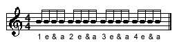 4/4 semiquavers